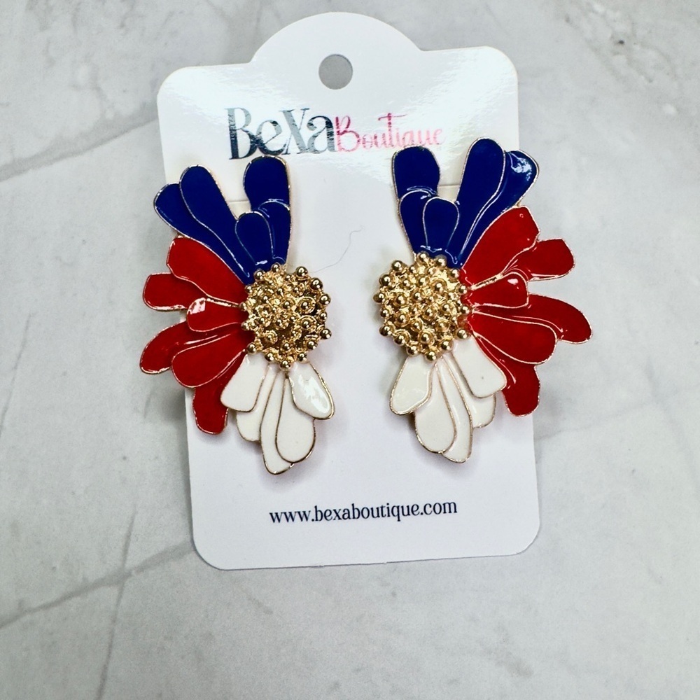 BeXa Boutique Red, Blue, and White Earrings